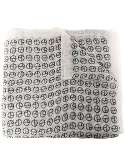 Giorgio Armani All-over Monogram Scarf In White