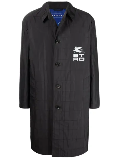 Etro Pegasus Single-breasted Coat In Black