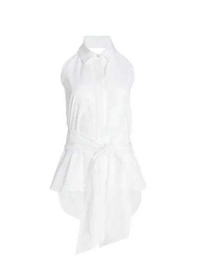 Max Mara Rupia Cotton Halter Belted Blouse In White