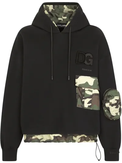 Dolce & Gabbana Black Cotton Camouflage Sweatshirt In Variante Abbinata