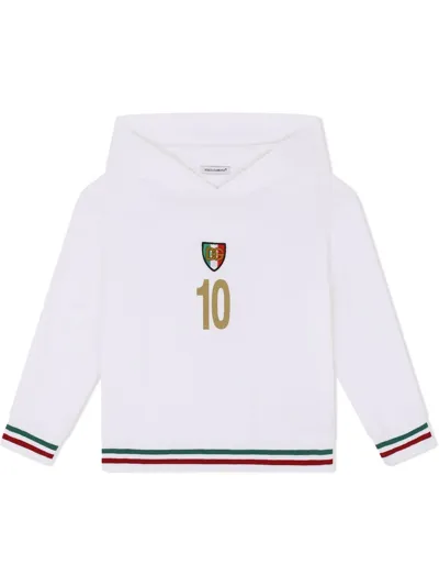 Dolce & Gabbana Kids' Italia Print Cotton Hoodie In White