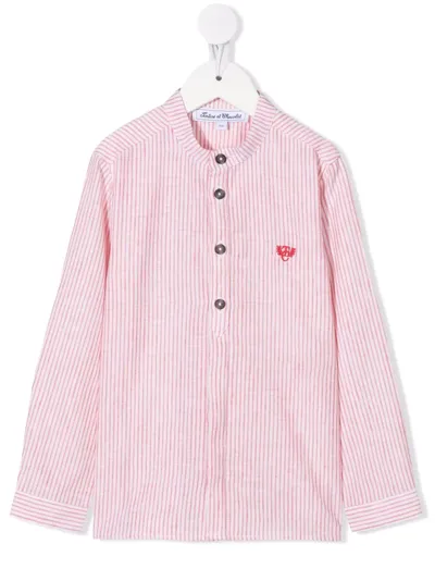 Tartine Et Chocolat Kids' Embroidered-logo Striped Shirt In White