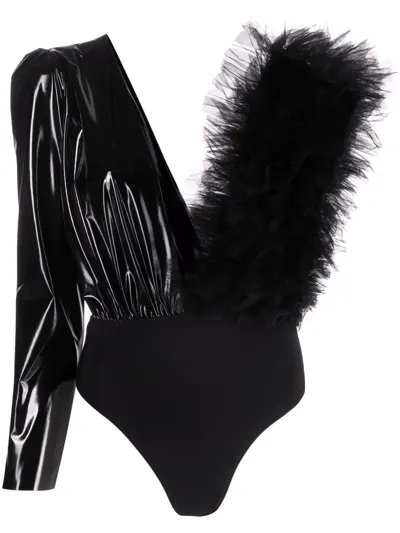 Alchemy X Lia Aram Ruffle-detail Bodysuit In Black