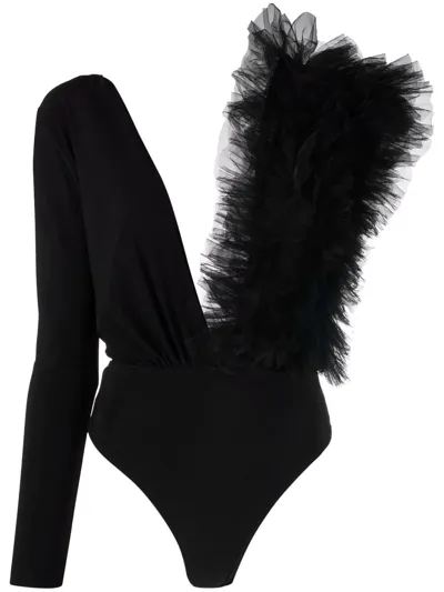 Alchemy X Lia Aram Ruffle-detail Bodysuit In Black