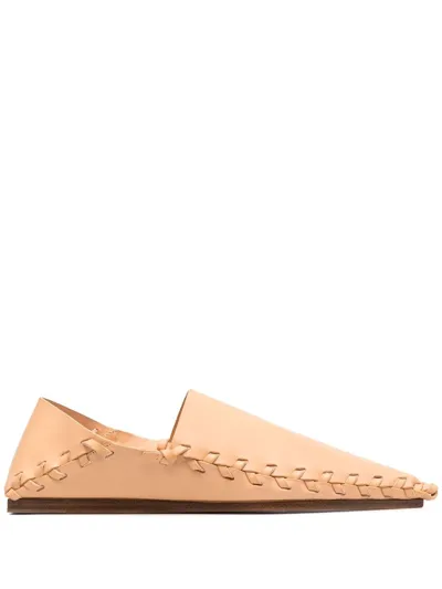 Jil Sander Whipstitch-trim Ballerina Shoes In Neutrals