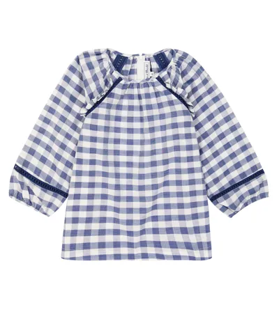 Tartine Et Chocolat Kids' Checked Cotton Blouse In Blanc