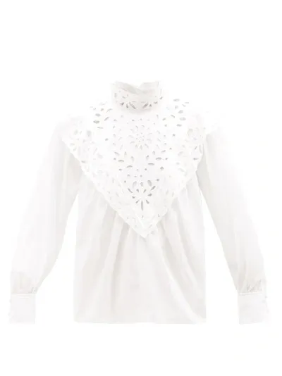 Chloé + Net Sustain Ruffled Broderie Anglaise Cotton-poplin Blouse In White