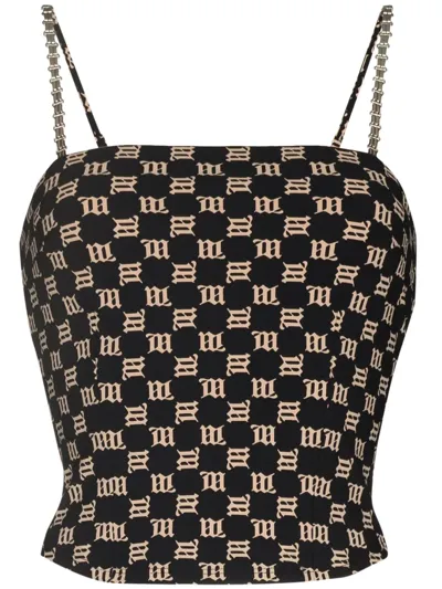 Misbhv Lara Monogram Cropped Tank Top In Black