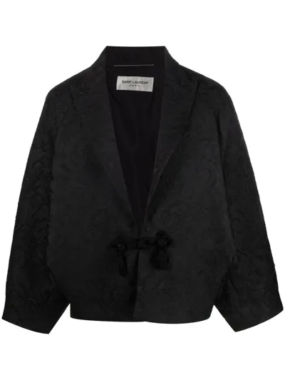 Saint Laurent Patterned Jacquard Blazer In Schwarz