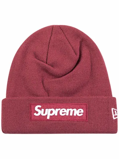 Supreme X New Era Box Logo Beanie In Brown