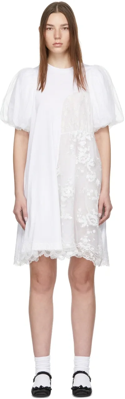 Simone Rocha Sequin-embellished Cotton And Tulle Mini Dress In White White Ivory