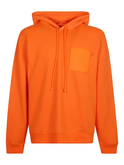 Loewe Orange Hoodie With Leather Logo Patch