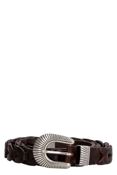 Golden Goose Juno Woven Detail Belt In Brown