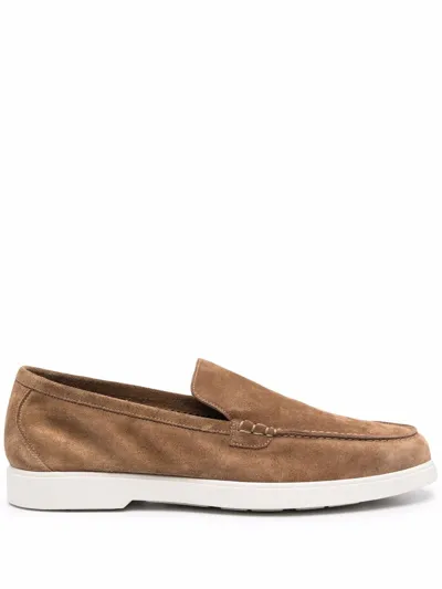 Moorer Suede Slip-on Loafers In Brown