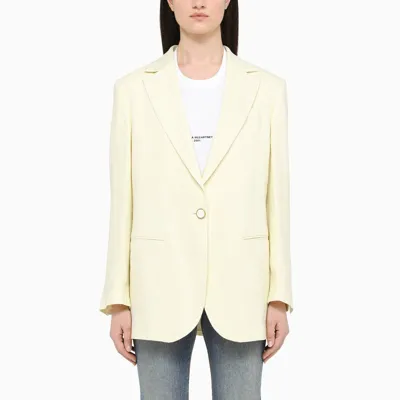 Golden Goose Pastel Yellow Linen Blend Blazer In 黄色