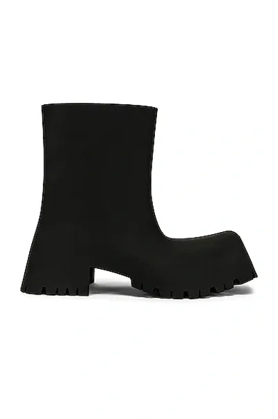 Balenciaga Trooper Square-toe Rubber Ankle Boots In Black