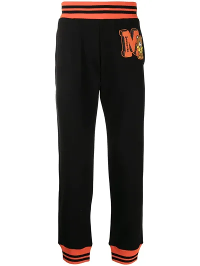 Moschino Logo-patch Joggers In Schwarz