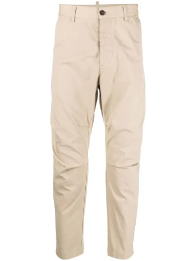 Dsquared2 Slim-cut Chino Trousers In Beige