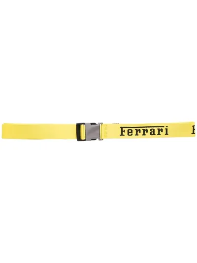 Ferrari Logo-print Buckle-fastening Belt In Yellow