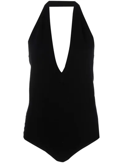 Michael Kors Knitted Open-back Bodysuit In Schwarz