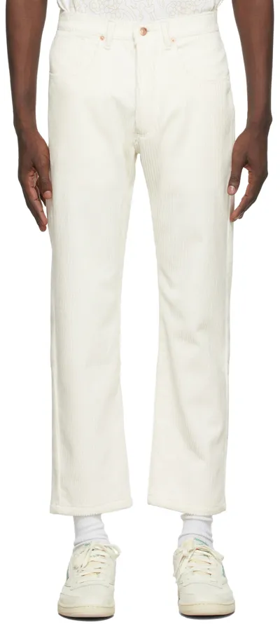 Drôle De Monsieur Off-white 'le Pantalon Velours Côtelé' Trousers In Cream