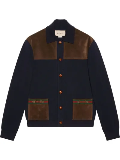 Gucci Horsebit-detail Button-fastening Cardigan In Blue