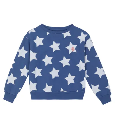 The Animals Observatory Kids' Bear Star Cotton Jersey Sweatshirt In Blue