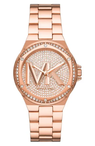 Michael Michael Kors Michael Kors Lennox Rg W/ Mk Logo Pave In Rose Gold