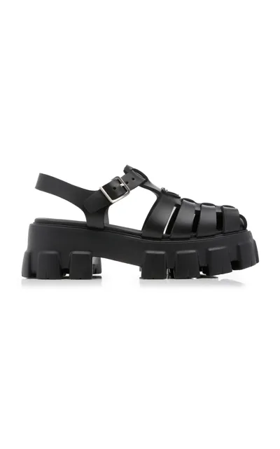 Prada Monolith Rubber Platform Sandals In Black