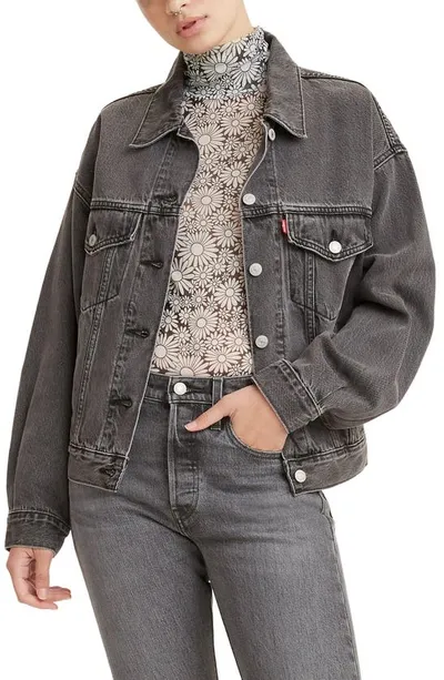 Levi's Women's Original Corduroy Trucker With Sherpa Lining In Blackened Pearl