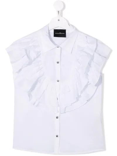 John Richmond Junior Teen Ruffle-trimmed Sleeveless Shirt In White