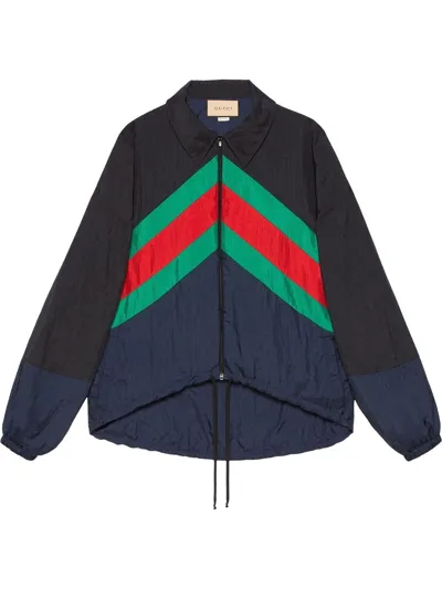 Gucci Logo-print Oversized Jacket In Blue