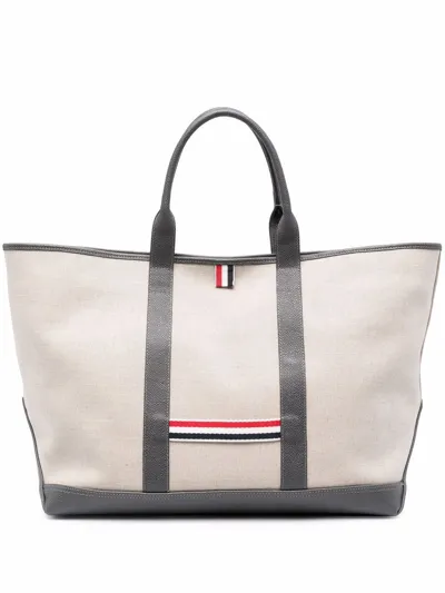 Thom Browne Medium Tote Bag In Natural