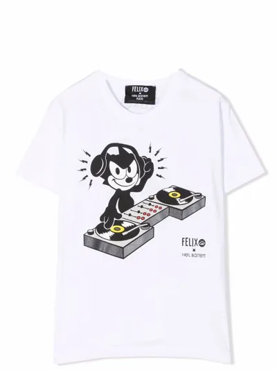 Neil Barrett Kids' Cartoon-print Cotton T-shirt In Bianca