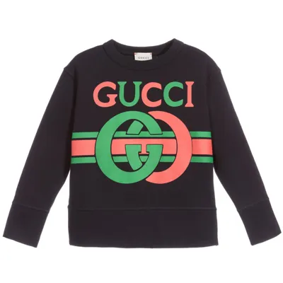 Gucci Kids' Blue Felted Cotton Sweatshirt