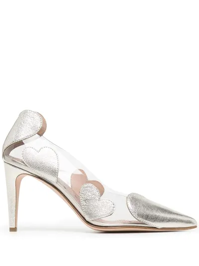 Redv Heart-patch Semi-sheer Pumps In Silver