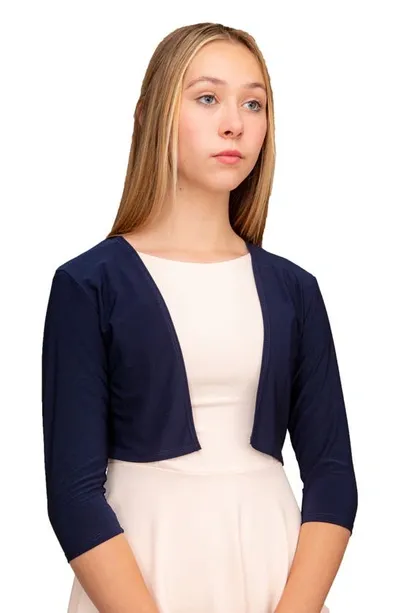 Un Deux Trois Kids' Girl's Cropped Bolero Jacket In Navy