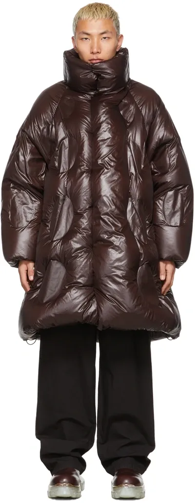 Moncler Genius Dingyun Zhang Iaphia Oversized Quilted Glossed-shell Hooded Down Coat In Brown