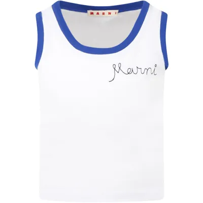 Marni Kids' White Tank Top For Girl With Logo