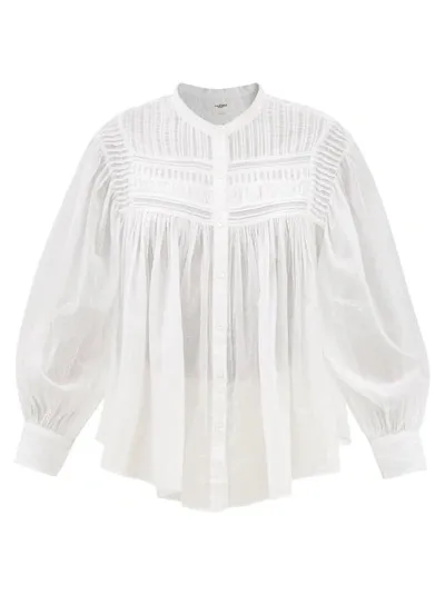 Isabel Marant Étoile Plalia Collarless Pintucked Cotton-voile Blouse In White