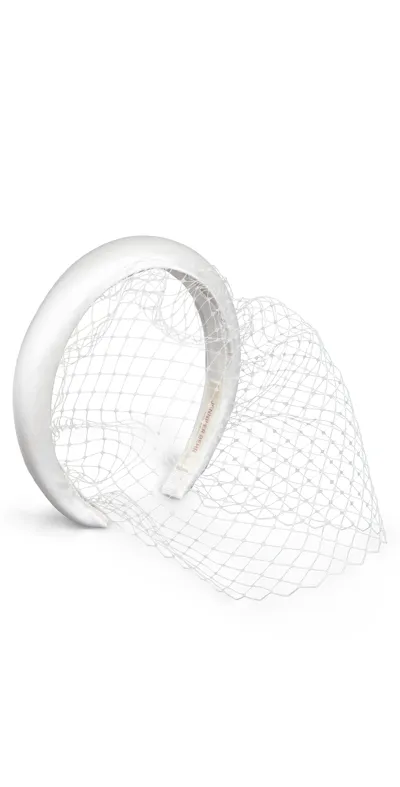 Jennifer Behr Tori Voilette Mesh-trimmed Satin Headband In Cream