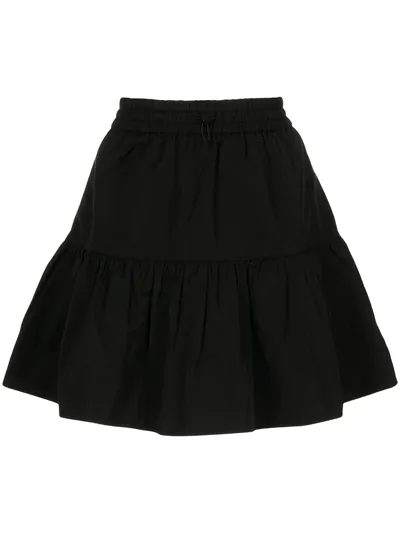 Tout A Coup Tiered Drawstring Mini Skirt In Black