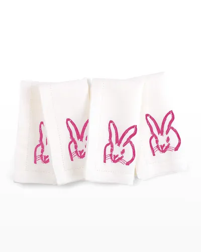 Hunt Slonem Painted Bunny Embroidered Dinner Napkin