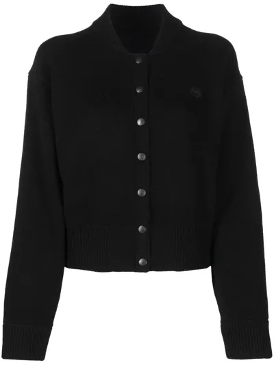 Kenzo Long-sleeve Intarsia-knit Cardigan In Black