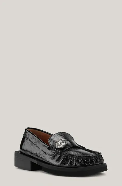 Ganni Embellished Loafers In Black