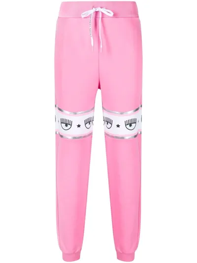 Chiara Ferragni Eyelike Panel Track Pants In Pink,white,silver