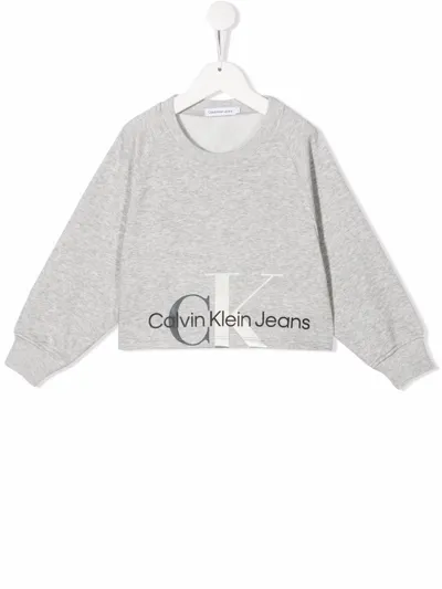 Calvin Klein Kids' Grey Sweatshirt For Girl With Logos