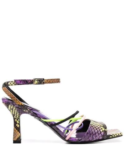 Msgm Python-print Sandals In Purple