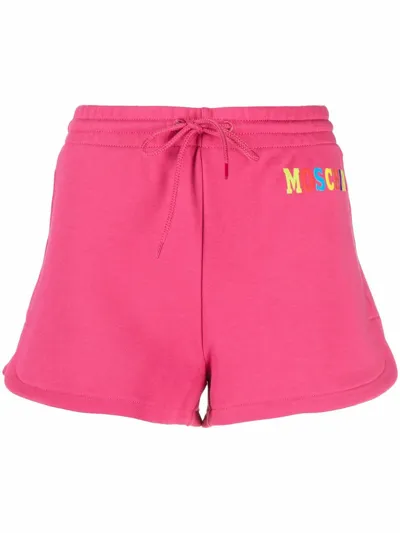 Moschino Logo-print Track Shorts In Pink