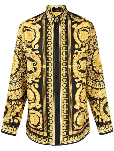 Versace Barocco Print Long-sleeve Silk Shirt